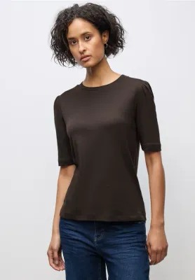 Street One LTD QR basic shirt w.puff slee deep roast brown A323995