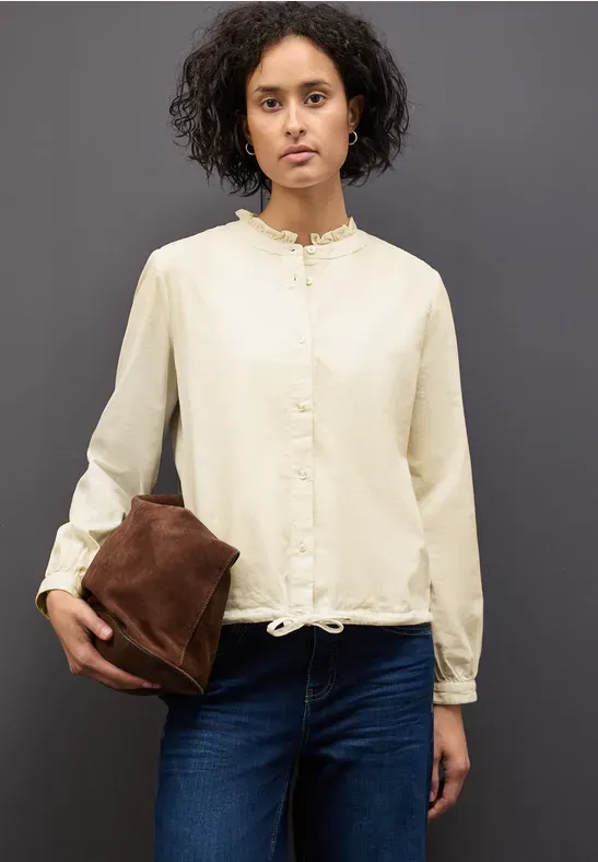 Street One Corduroy blouse w gathered hem soft beige A346050