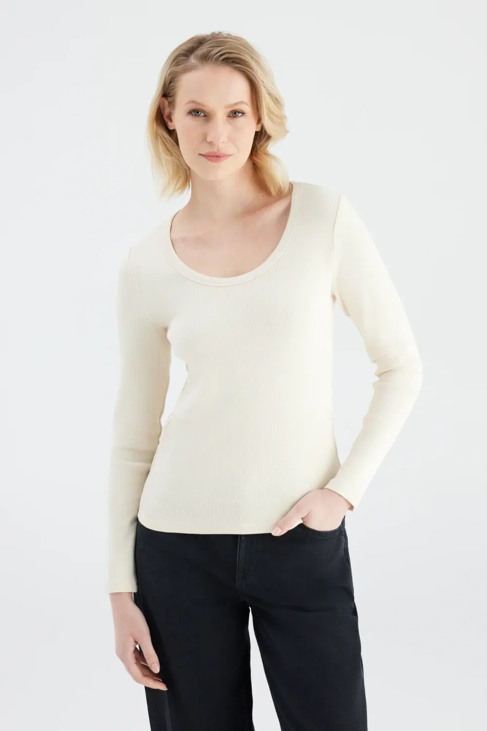Cup Of Joe Denim long sleeve fitted t-shirt Off White Dora