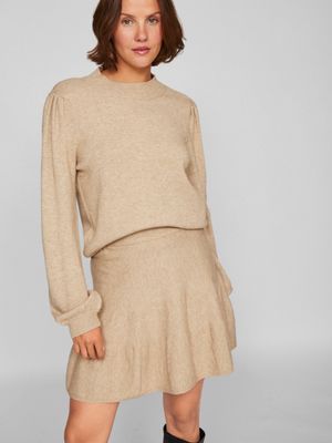 Vila VIRIL TURTLE-NK BALLOON L/S TOP - N: Natural Melange 14084179