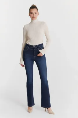 Cup Of Joe Denim ultra high waist flare Deep blue Matilda