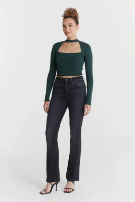 Cup Of Joe Denim ultra high waist flare Black VT Matilda