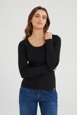 Cup Of Joe Denim long sleeve fitted t-shirt Black Dora