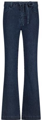 Tramontana Lurex Wide-Leg Denim Trousers Dark Blue Denim B01-18-101