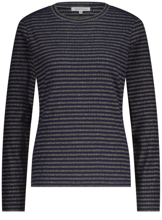 Tramontana Striped Lurex Top Midnight K02-18-401