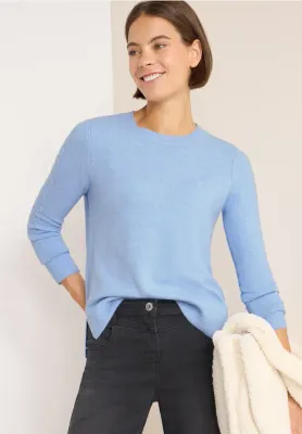 Cecil Round neck cable detail sporty light blue me B303453