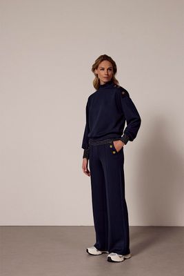 Tramontana Technical Sweat Wide-Leg Trousers Midnight C12-18-101