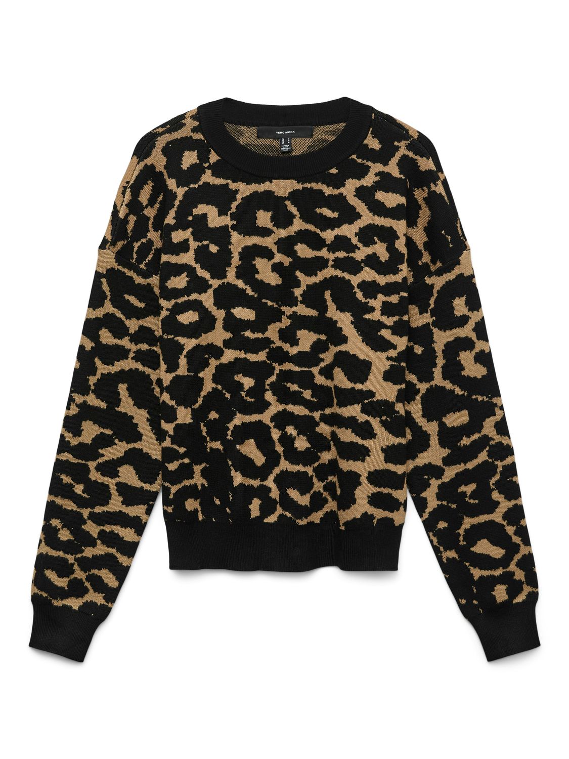 Vero Moda VMSILJEANIMAL LS O-NCK PULLOVER GA : Tigers Eye/W. BLACK LEO PATTER 10