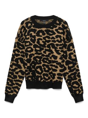 Vero Moda VMSILJEANIMAL LS O-NCK PULLOVER GA : Tigers Eye/W. BLACK LEO PATTER 10