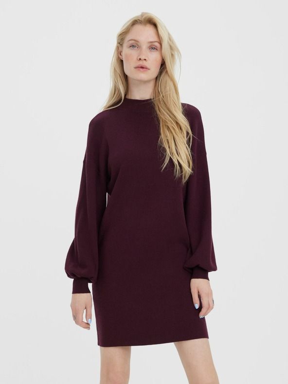 Vero Moda VMNANCY LS FUNNELNECK DRESS NOOS Winetasting 10249116