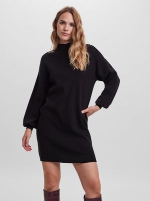 VERO MODA VMNANCY LS FUNNELNECK DRESS GA BOO Black 10249116