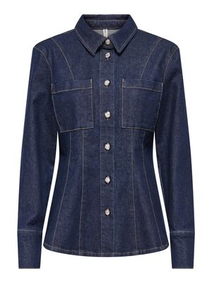 Only ONLROSIE L/S FITTED DNM JACKET GUA Dark Blue Denim 15370876