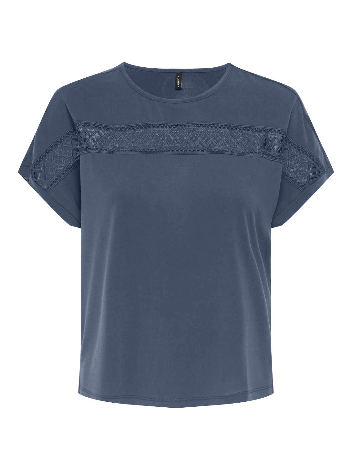 Only ONLFREE LIFE S/S LACE PANEL TOP JRS Vintage Indigo 15356193