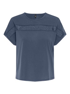Only ONLFREE LIFE S/S LACE PANEL TOP JRS Vintage Indigo 15356193