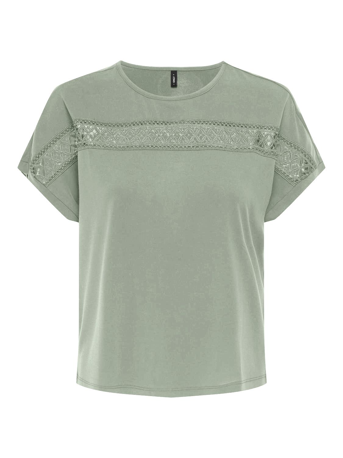 Only ONLFREE LIFE S/S LACE PANEL TOP JRS Desert Sage 15356193