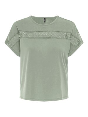 Only ONLFREE LIFE S/S LACE PANEL TOP JRS Desert Sage 15356193