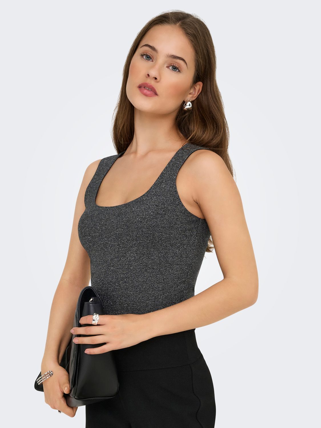 Only ONLEA GLITTER S/L 2-WAYS TOP JRS NO: Black/Silver glitter 15356494