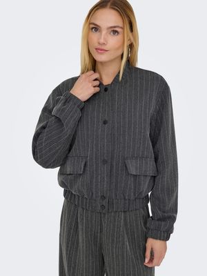 Only ONLYUKI STRIPE STONE JACKET OTW Dark Grey Melange 15356614