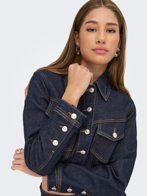 Only ONLHEATHER LS WESTERN DNM JACKET MA: Dark Blue Denim/Rins 15352049