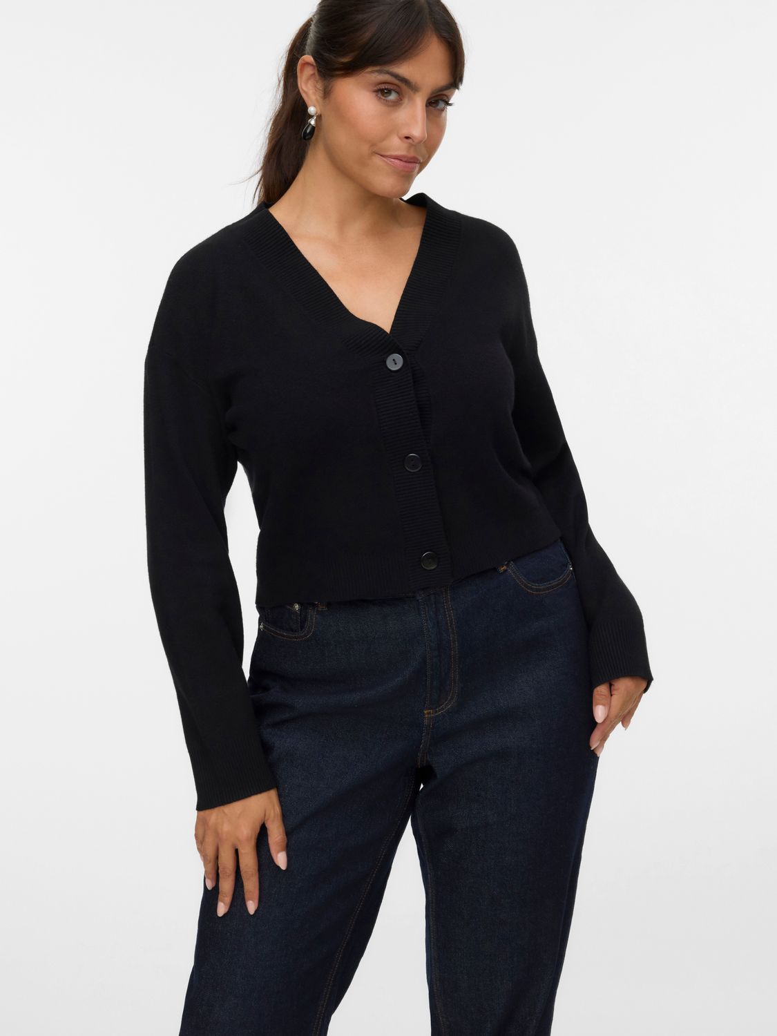 Vero Moda VMGOLD ART LS V-NECK CARDIGAN Black 10332210