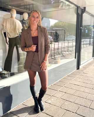 Only ONLLETTIE LIFE 3/4 CHECK BLAZER TLR Decadent Chocolate/NOMAD & TOA 15353566