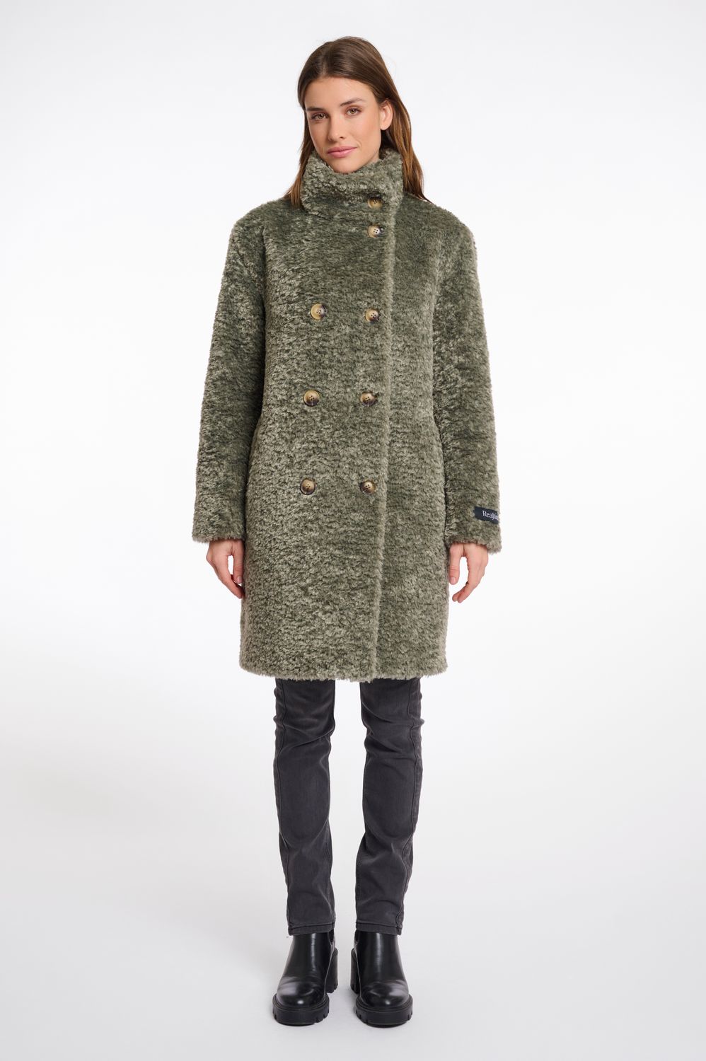 Rino & Pelle Mid long teddy coat green ash Ena.7002512