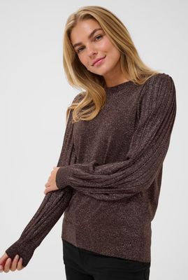 Kaffe KAregina Pleat LS Pullover Black Coffee 10511005