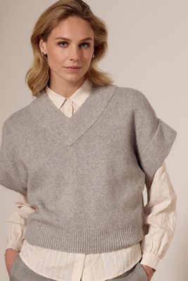 Tramontana V-Neck Spencer Grey Melange Y04-18-602