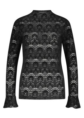Tramontana Flared-Sleeve Brushed Lace Top Black C56-18-401