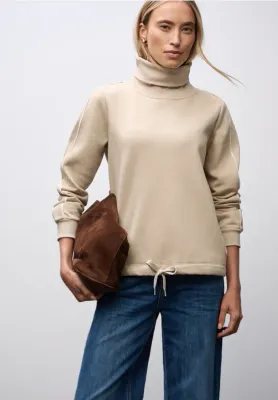 Street One Sweat w. Stand Up Collar sanded beige A303542