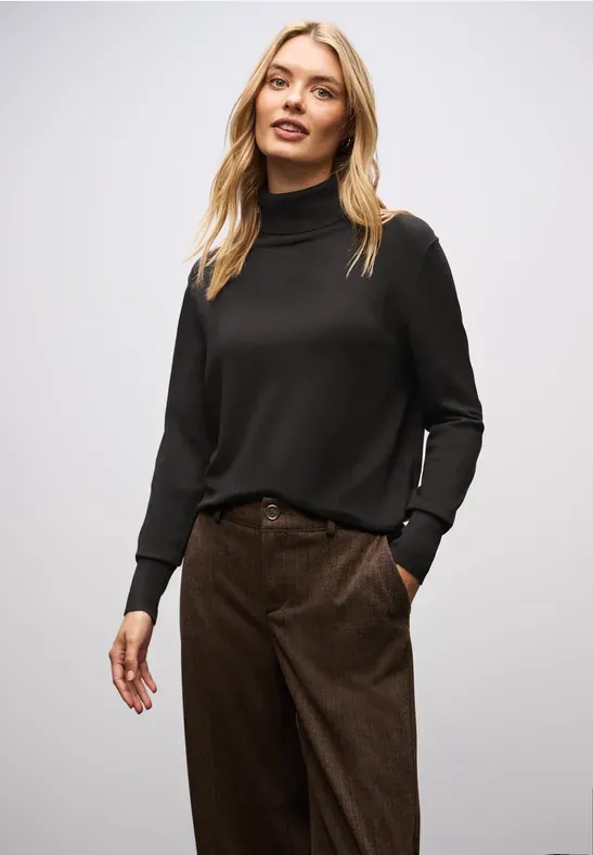 Street One LTD QR_basic roll-neck darkest brown A303323