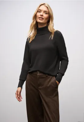 Street One LTD QR_basic roll-neck darkest brown A303323