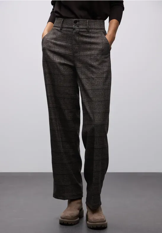 Street One LTD QR Straight Leg_CHECK L30_ darkest brown A380089