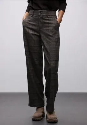 Street One LTD QR Straight Leg_CHECK L30_ darkest brown A380089