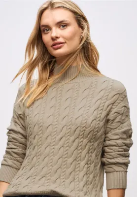 Street One LTD QR_turtle neck cable sweat sanded beige A303325