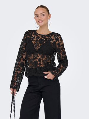 Only ONLANJA L/S LACE TOP JRS Black 15364735