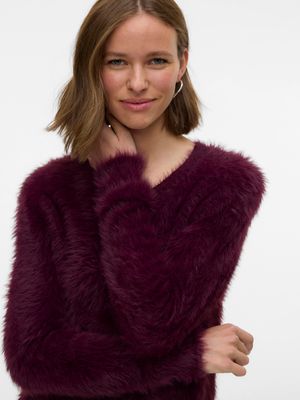 Vero Moda VMFLUFFY LS O-NECK CARDIGAN Winetasting 10337471
