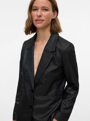 Vero Moda VMSAFINA LS FITTED SHINY BLAZER Black/SILVER LUREX 10336243
