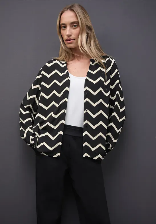 Street One Tunicblouse w stud details AOP Black A346159