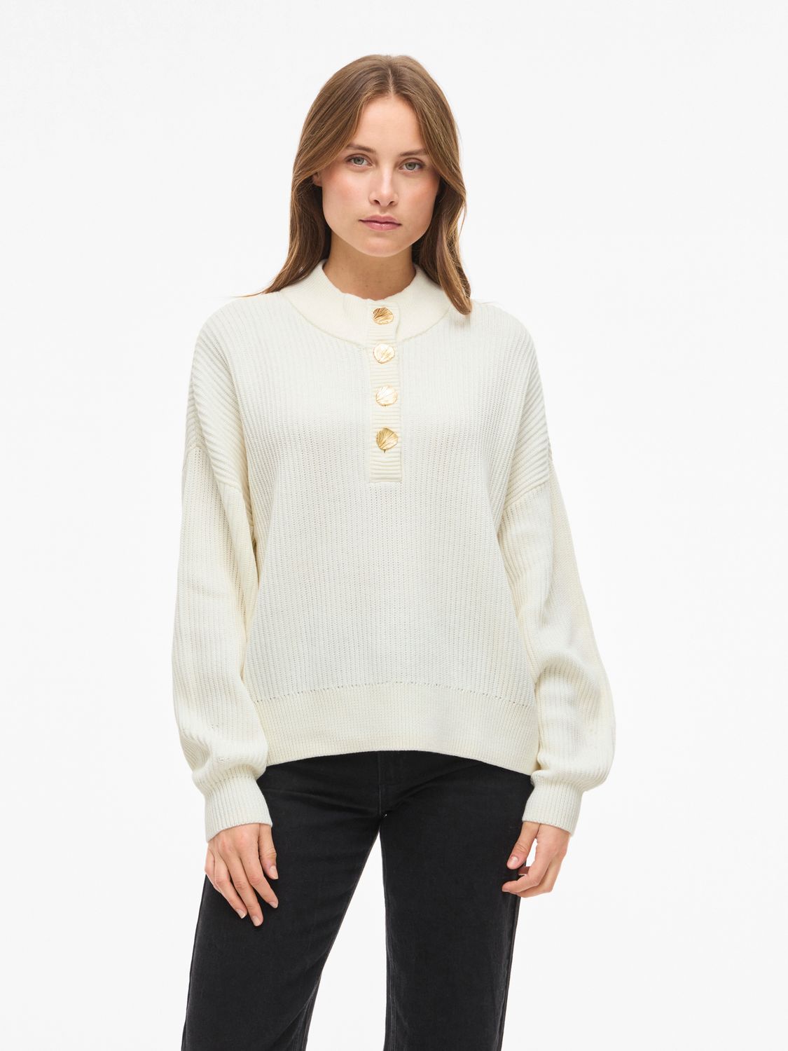 Vila VICHING CREW NECK L/S KNIT TOP - NO: Birch 14106387