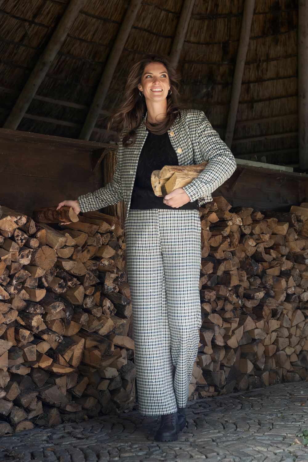 Elvira Trouser Maud Checked Green E5 25-012