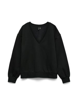 Vero Moda VMDAISY PEARL V-NECK SWEAT JRS GA B: Black/Pearls on sleeve 10338099