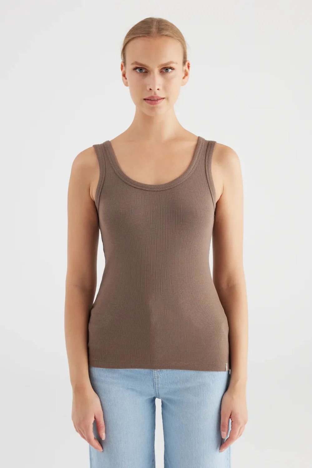 Cup Of Joe Denim regular tanktop Taupe Olivia