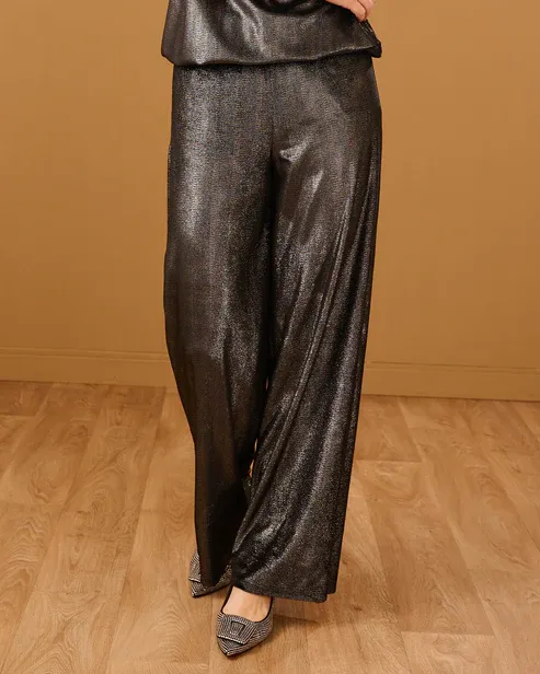 FOS Amsterdam Broek Bentha Velours Lurex Zwart 7646