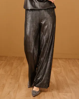 FOS Amsterdam Broek Bentha Velours Lurex Zwart 7646