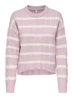 Only ONLKATIA LS CABLE O-NECK PULLOVER C: Burnished Lilac/Melange/Babys 15360592