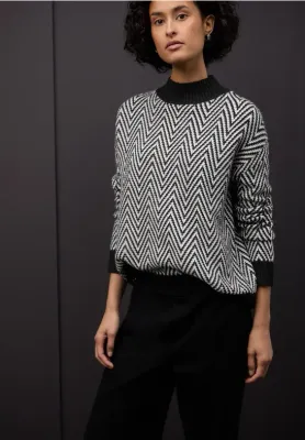 Street One jacquard_turle neck_sweater Black A303620