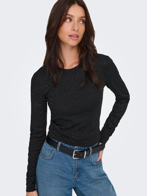 Only ONLZELE L/S ROUNDNECK TOP JRS Black/Joh leo 15364769