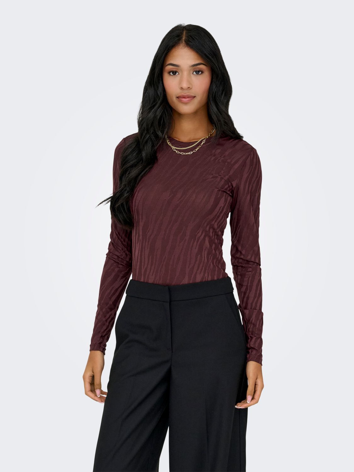 Only ONLZELE L/S ROUNDNECK TOP JRS Decadent Chocolate/Jose zebra 15364769