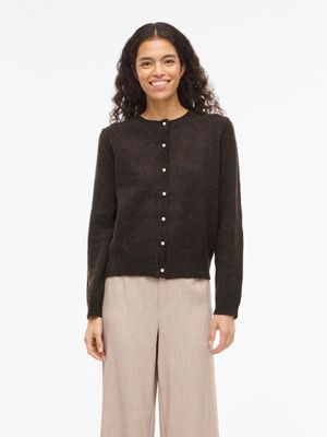 Vila VISALSA L/S O-NECK KNIT CARDIGAN/TE: Coffee Bean 14112417